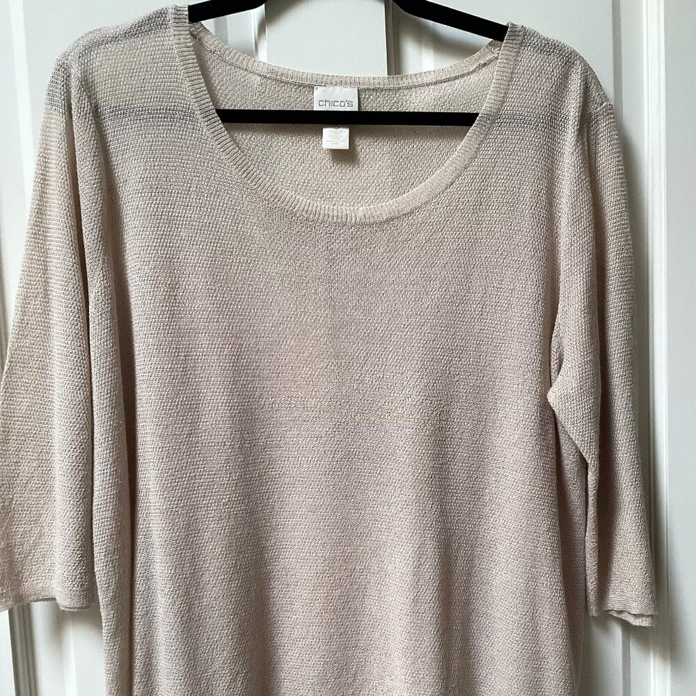 Chico's tan beige lightweight tunic sweater, top, size 3 (14/16)